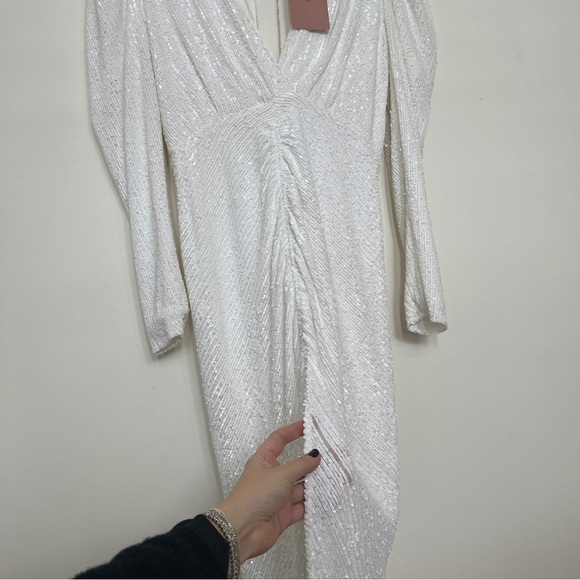 Ronny Kobo Astrid Midi Dress 90s Burnout Paris Hilton Bridal Wedding Prom Size L - Picture 12 of 12